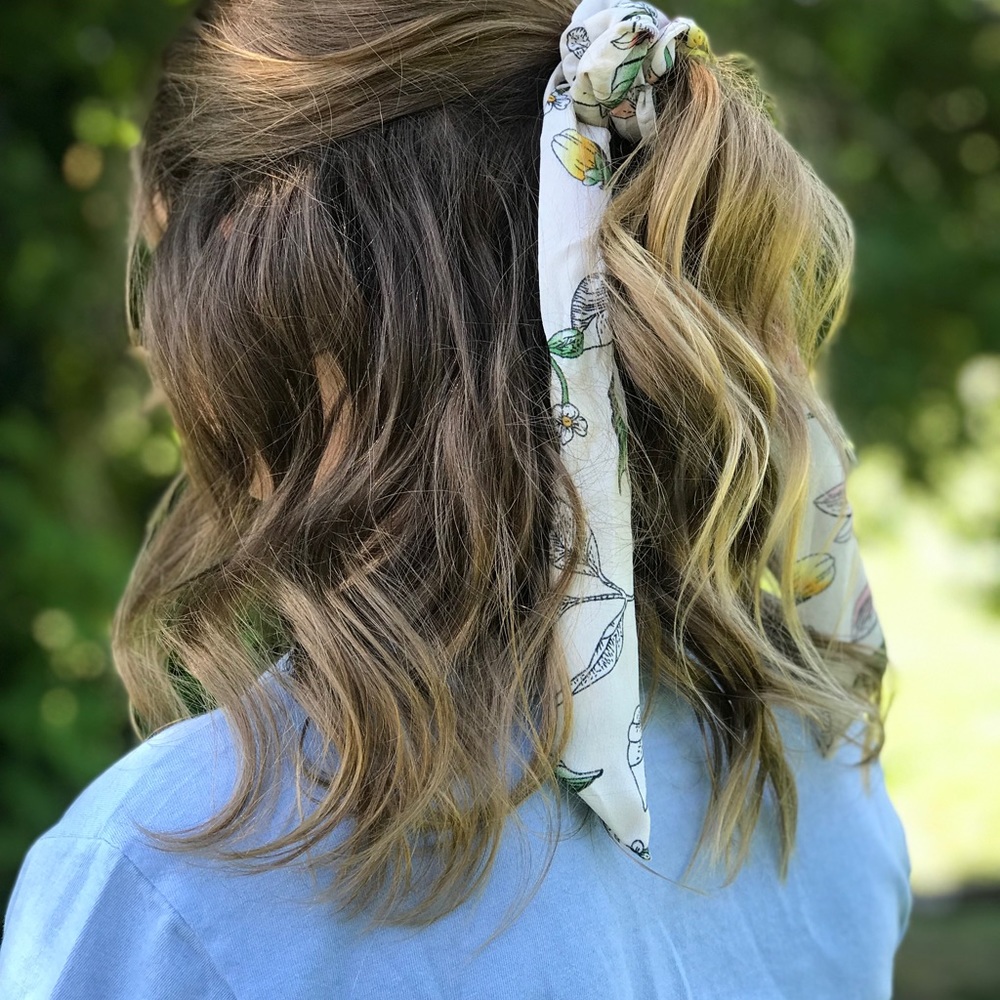🆕4 Pack NEW floral chiffon scrunchie hair ribbon - Picture 2 of 8